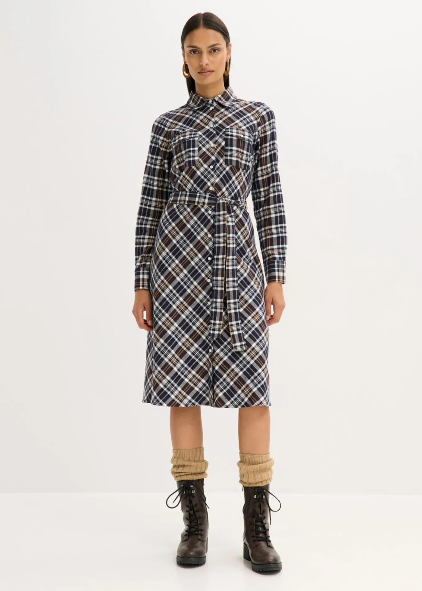 Vestido camisero de franela suave