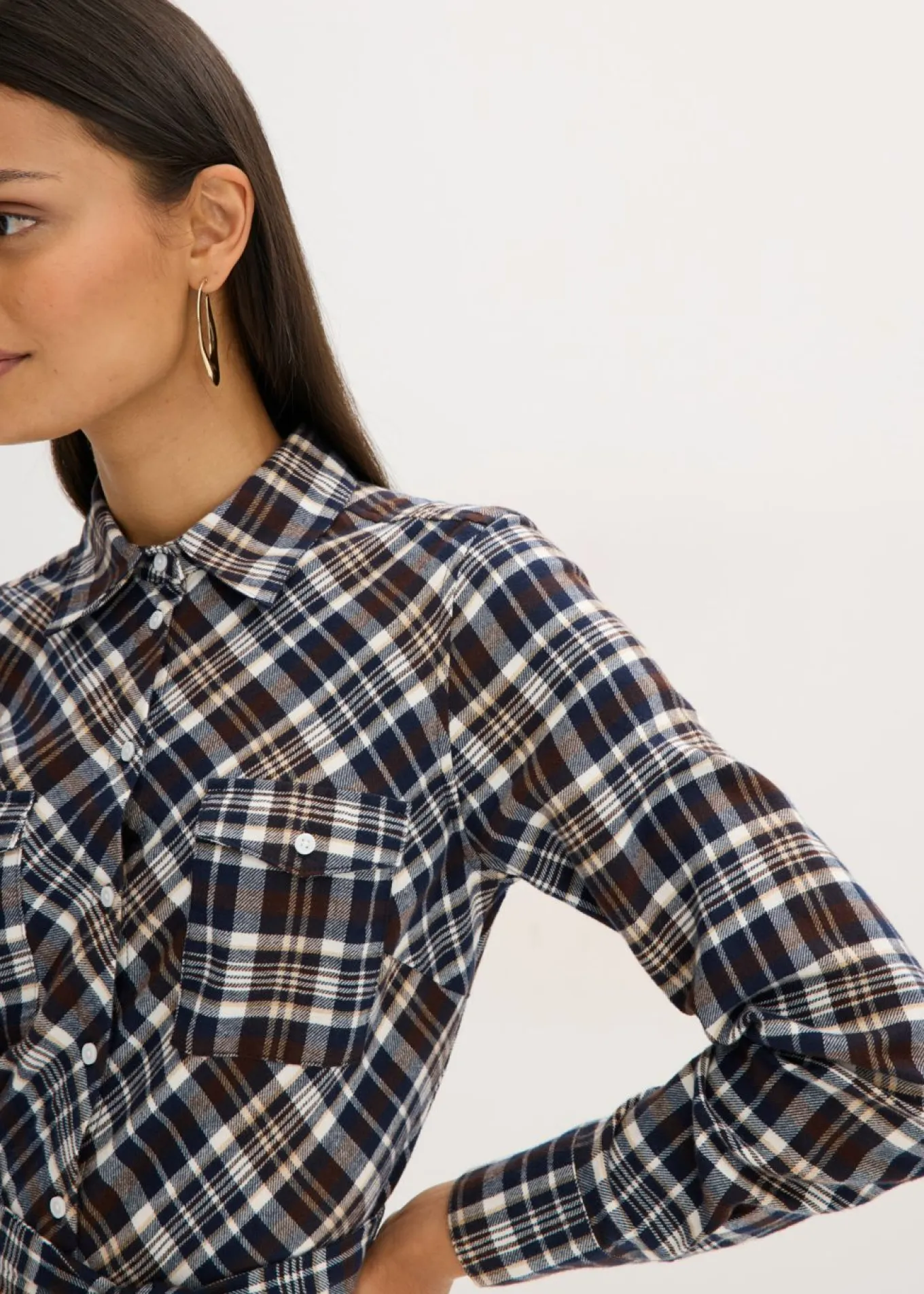 Vestido camisero de franela suave