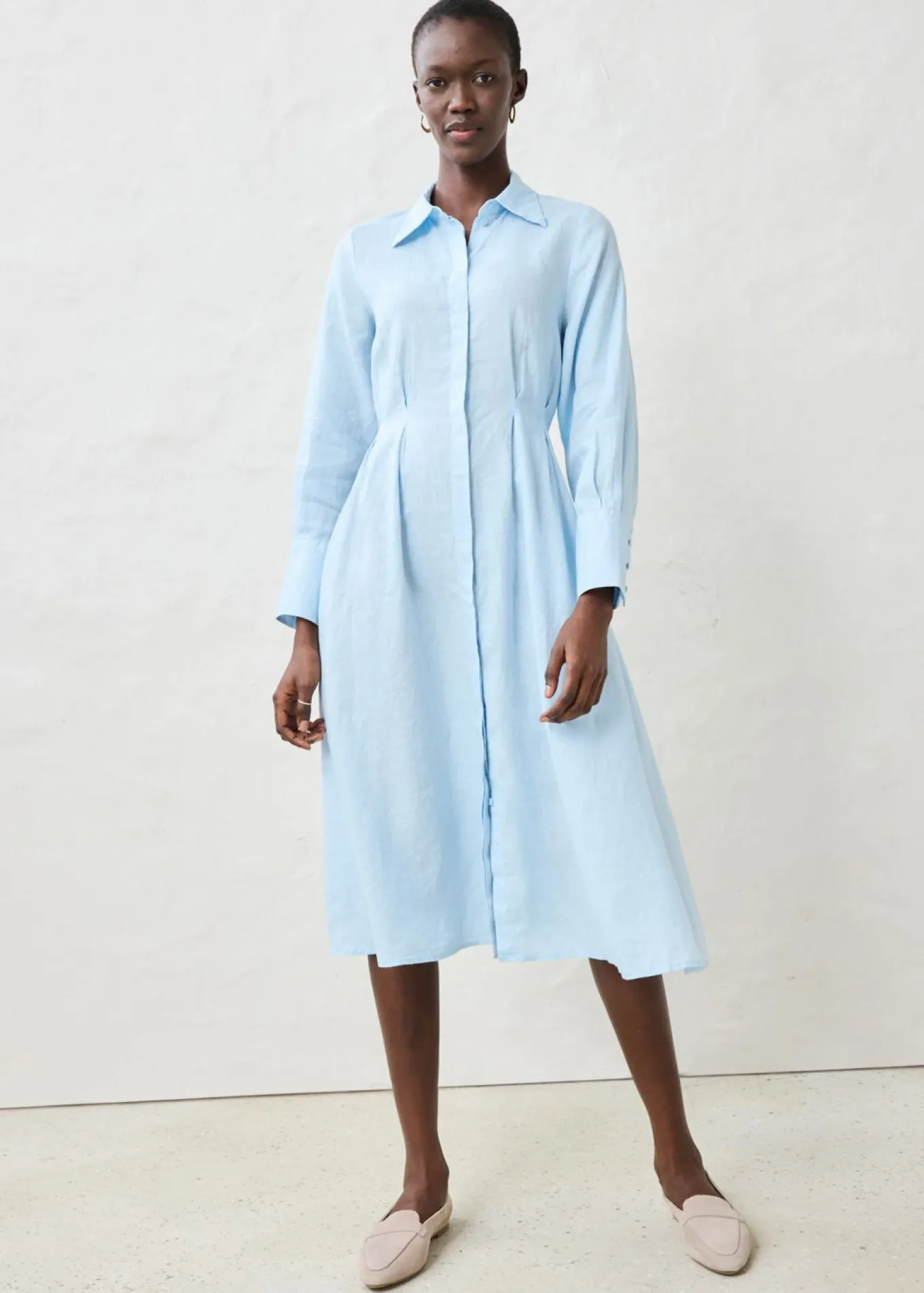 Vestido camisero de lino puro