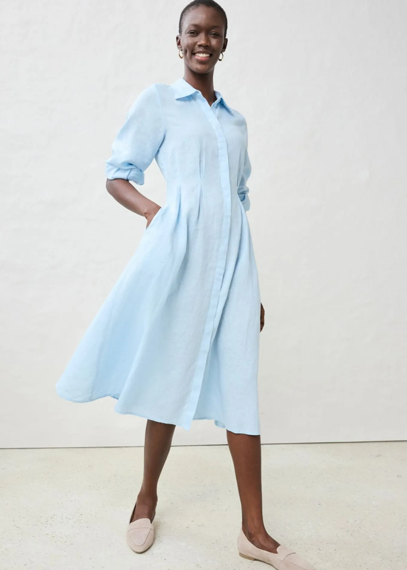 Vestido camisero de lino puro