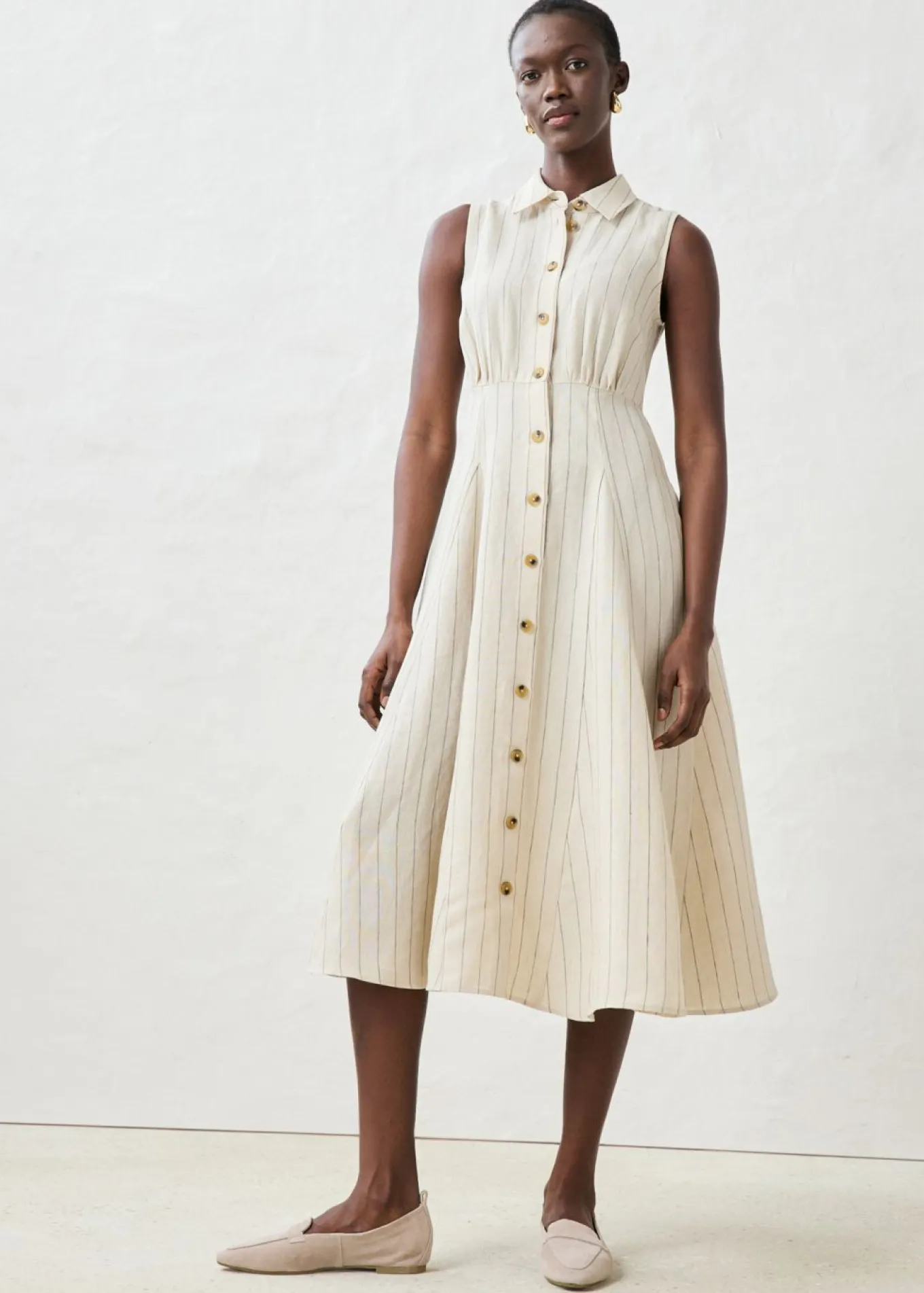 Vestido camisero de lino puro