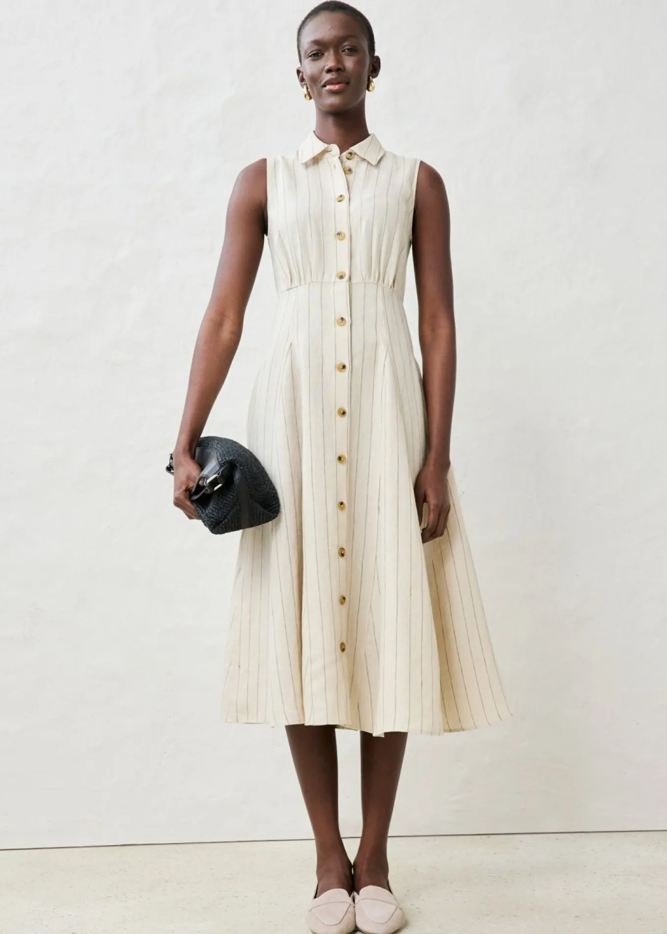 Vestido camisero de lino puro