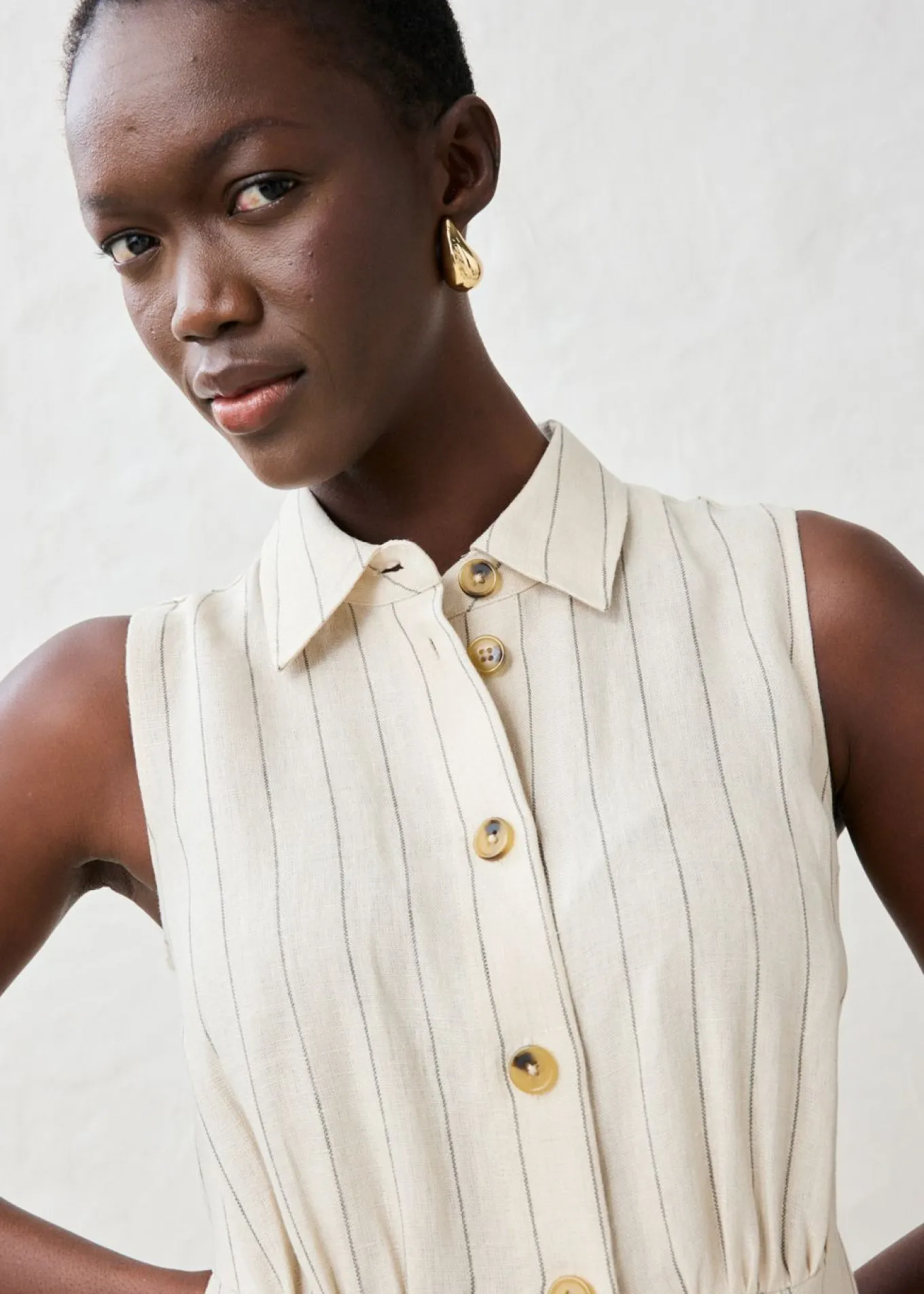 Vestido camisero de lino puro