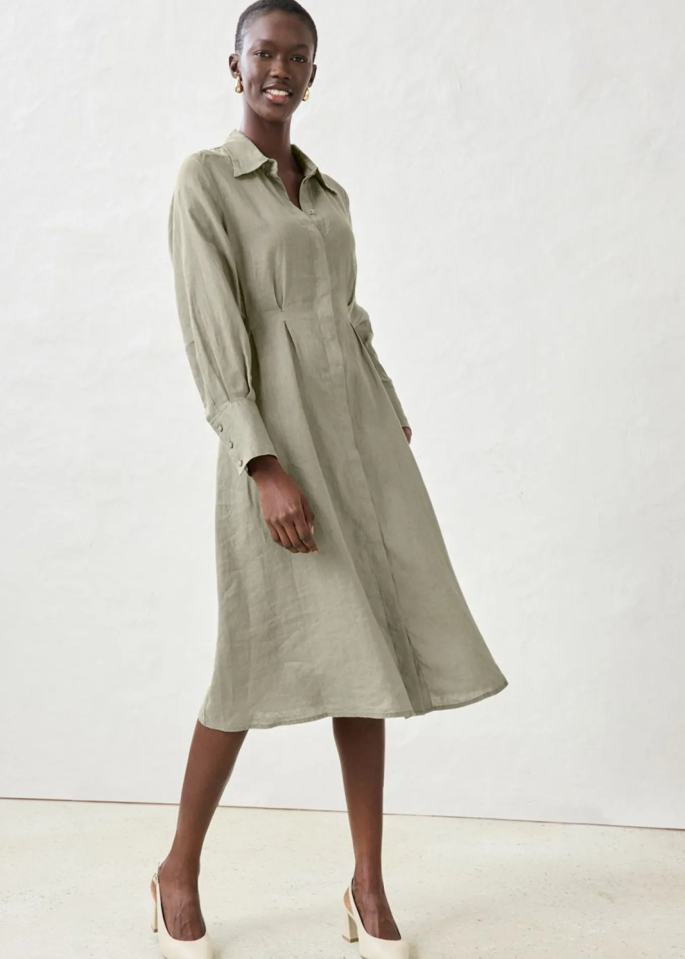 Vestido camisero de lino puro