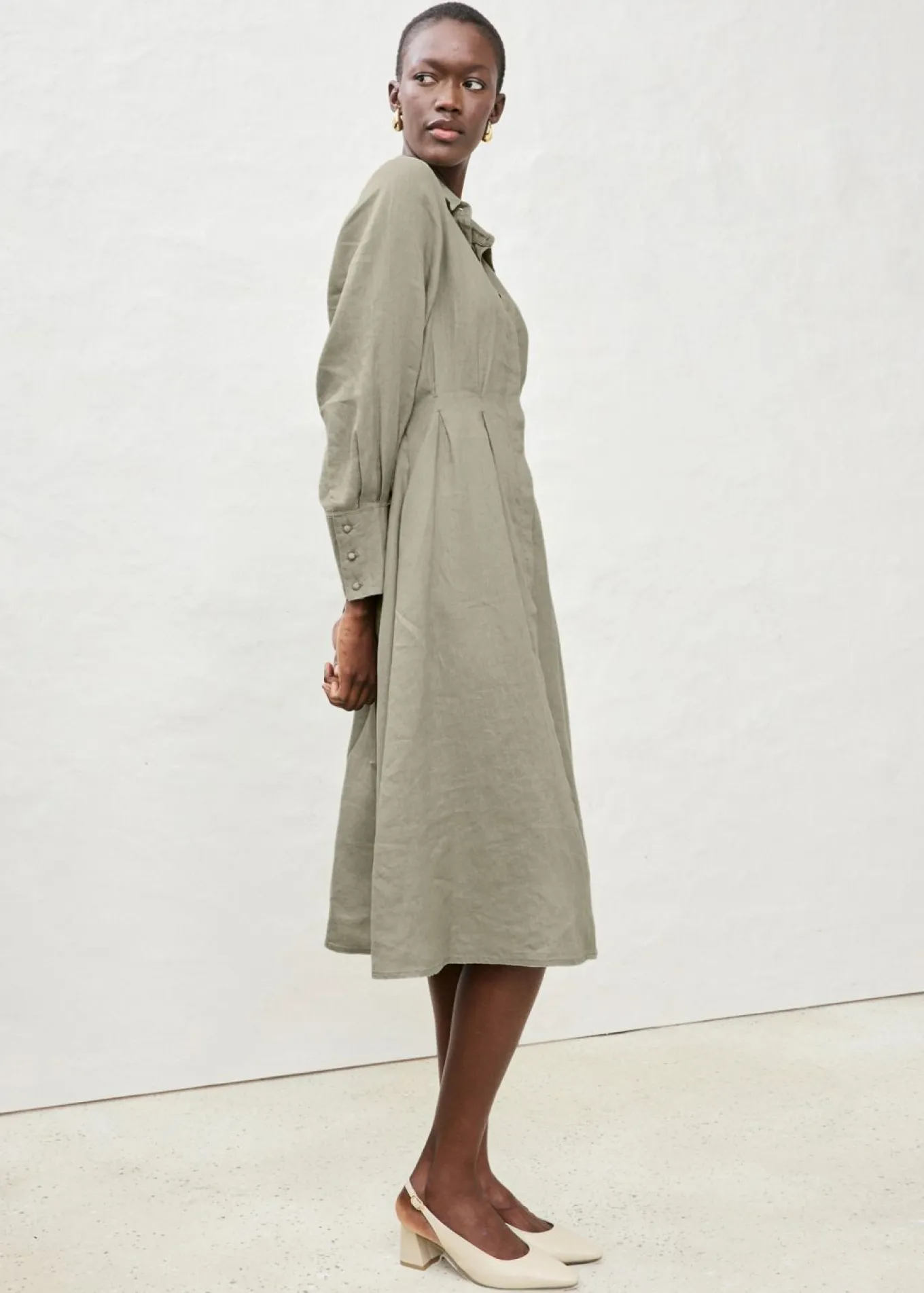Vestido camisero de lino puro