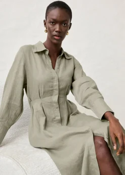 Vestido camisero de lino puro