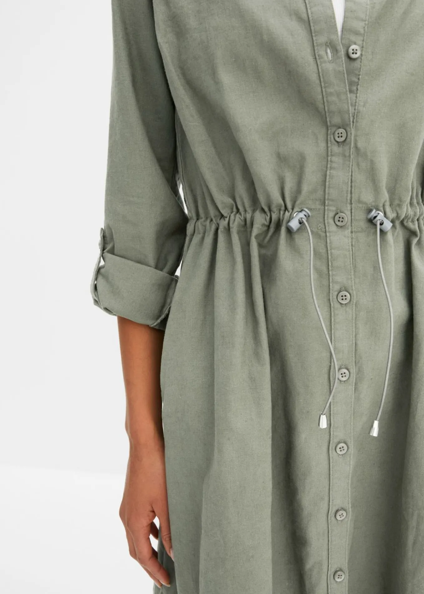 Vestido camisero de mezcla de lino y algodón