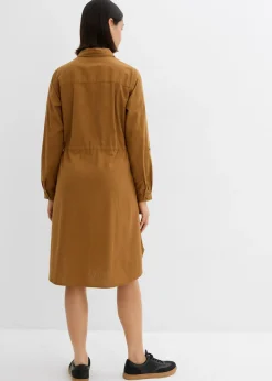 Vestido camisero de mezcla de lino y algodón