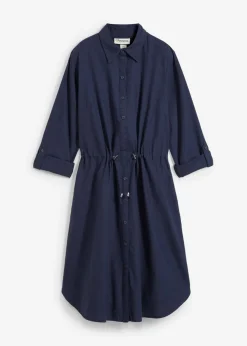 Vestido camisero de mezcla de lino y algodón