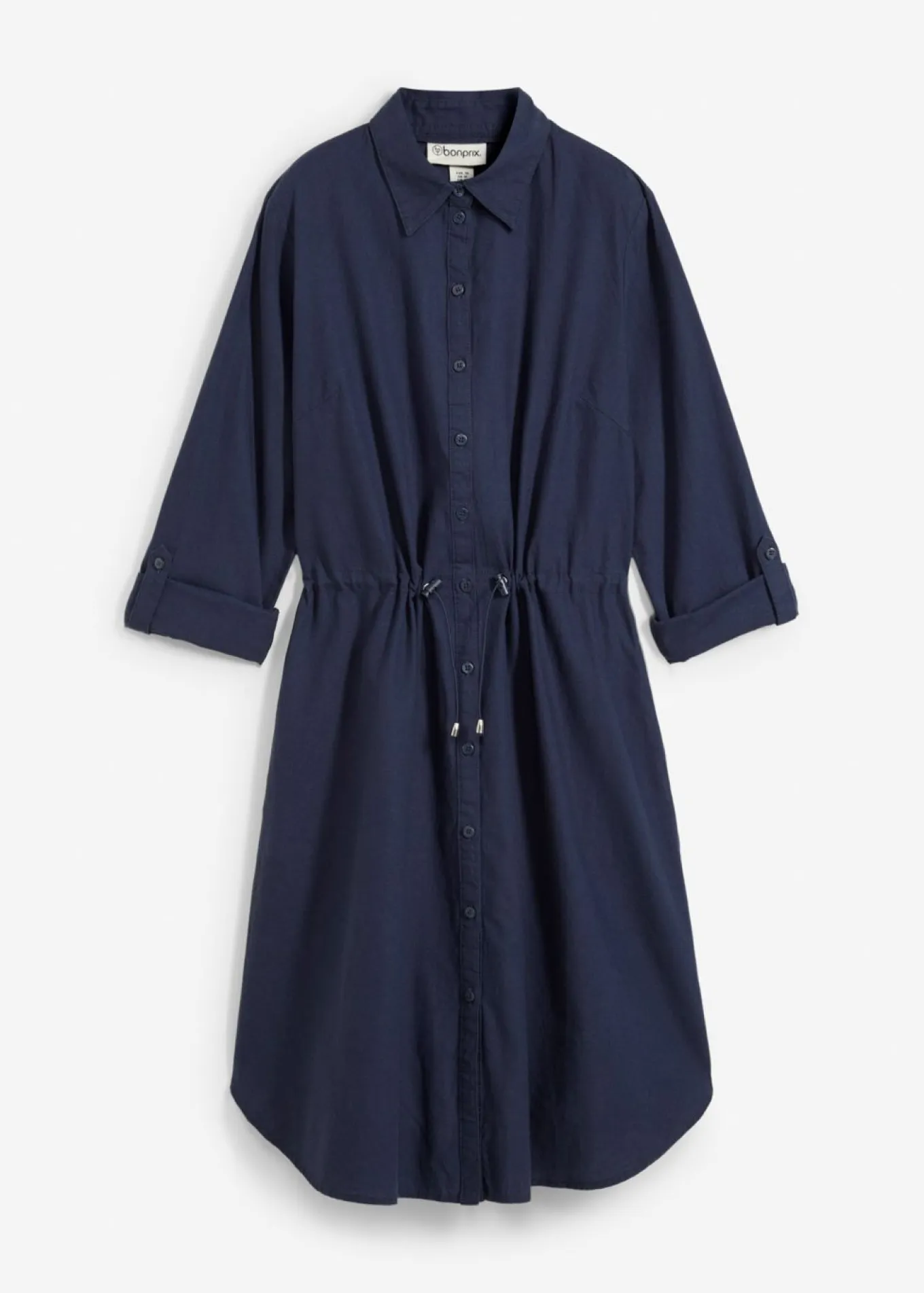 Vestido camisero de mezcla de lino y algodón