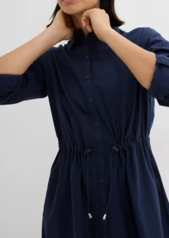 Vestido camisero de mezcla de lino y algodón