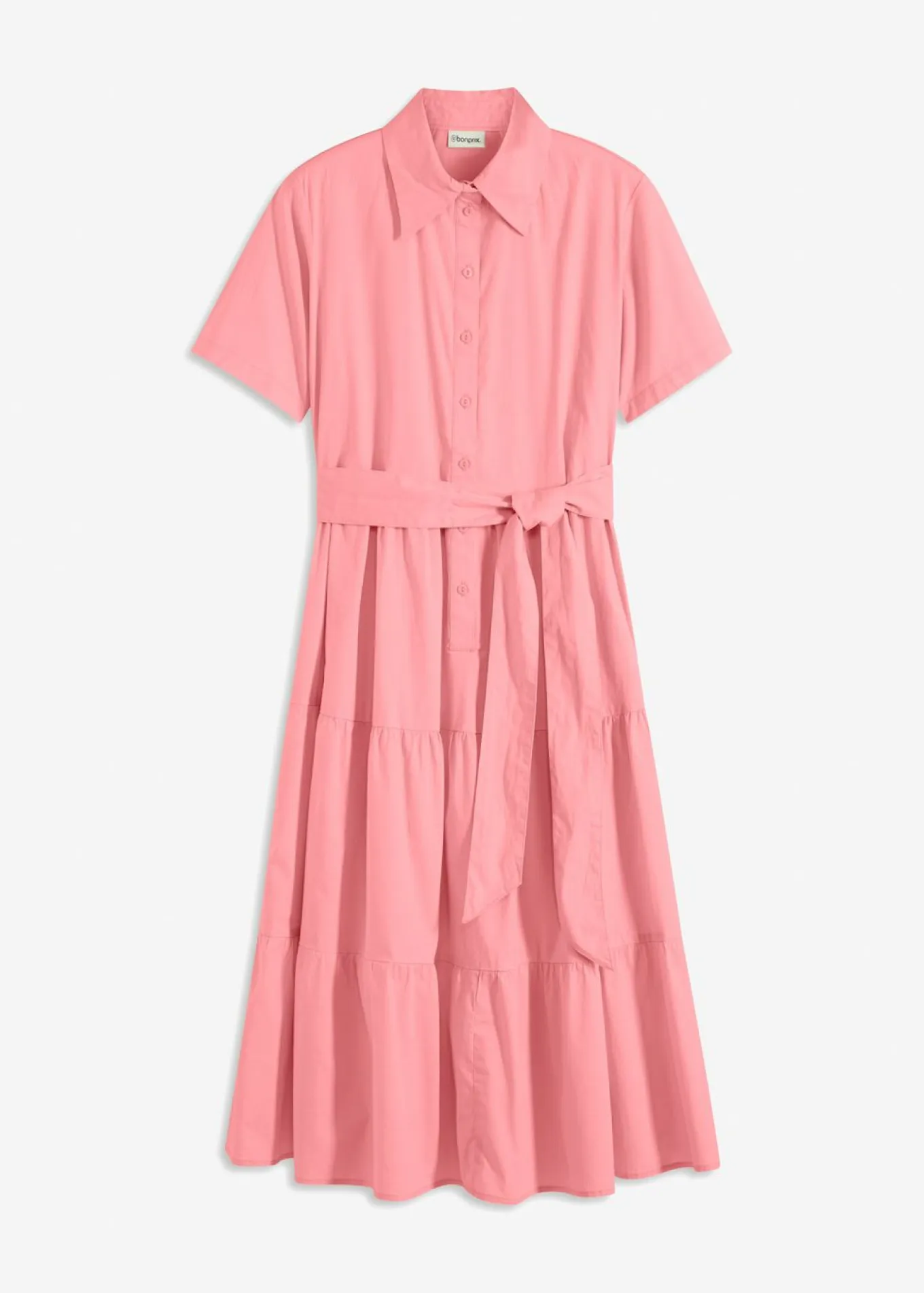 Vestido camisero de mezcla de algodón elástico