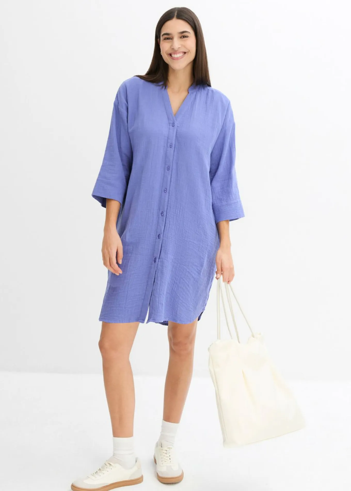 Vestido camisero de muselina