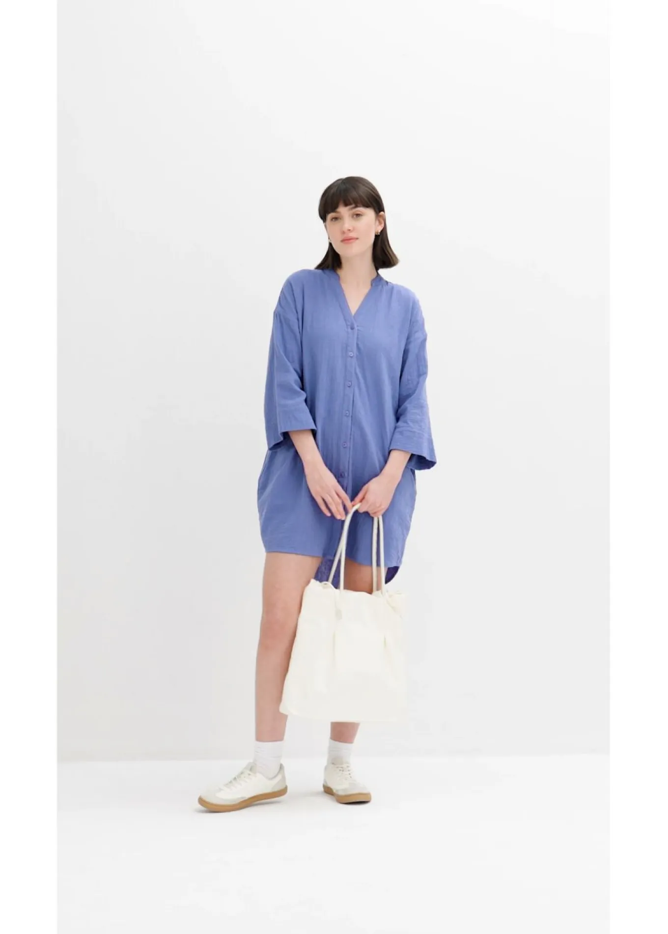 Vestido camisero de muselina