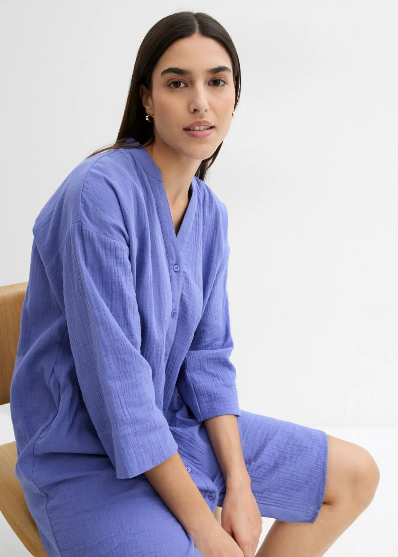 Vestido camisero de muselina