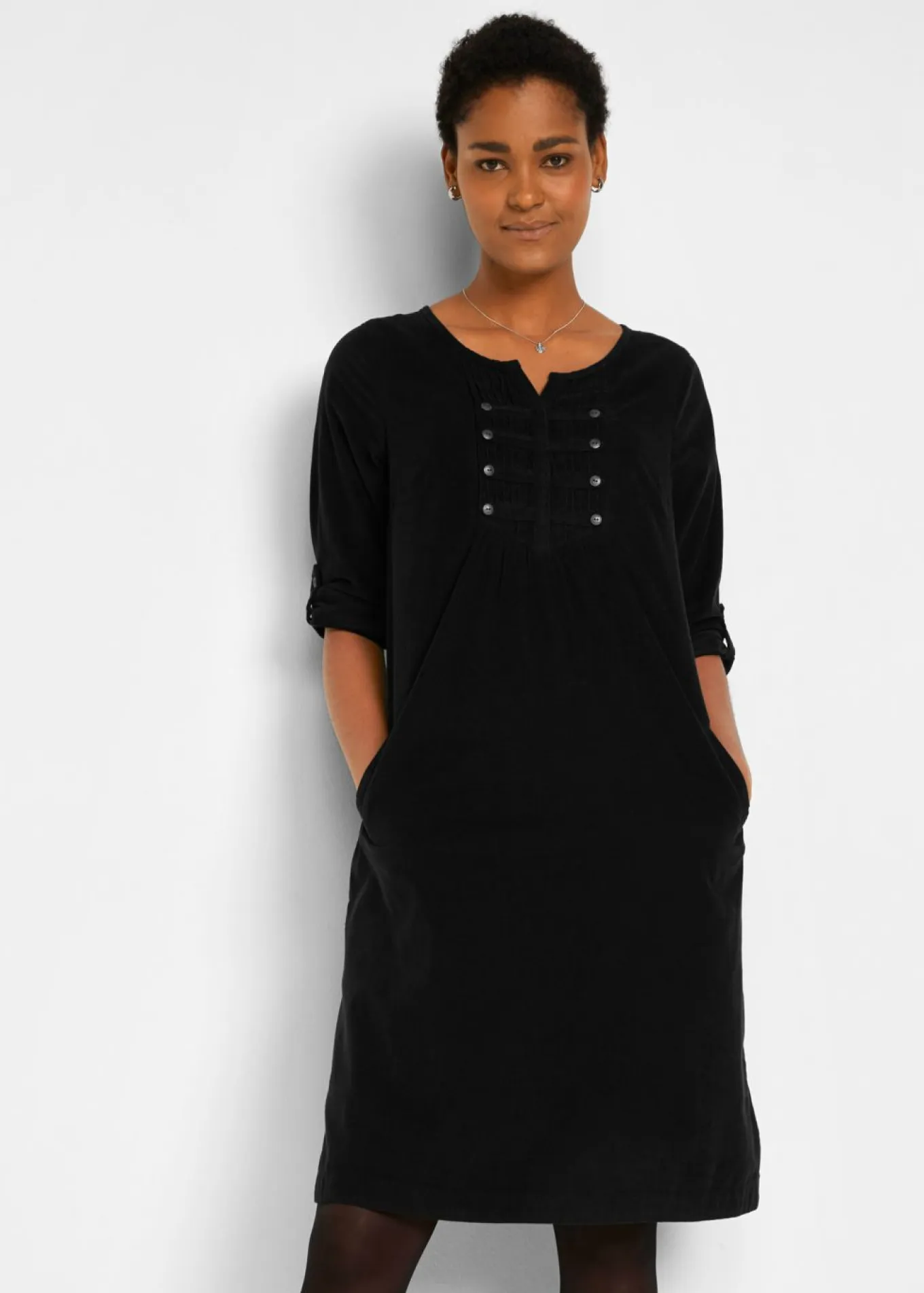 Vestido camisero de pana de algodón puro