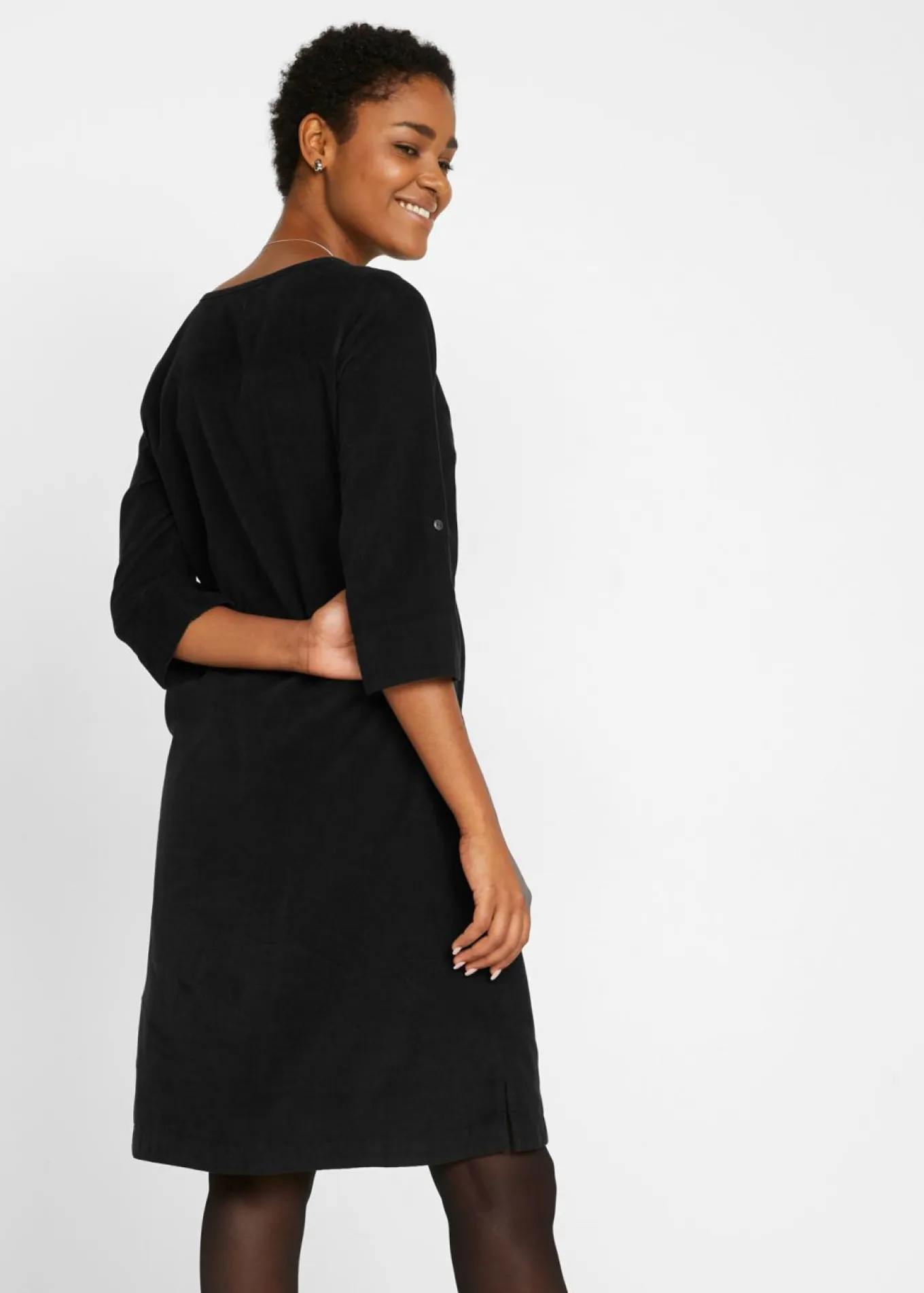 Vestido camisero de pana de algodón puro