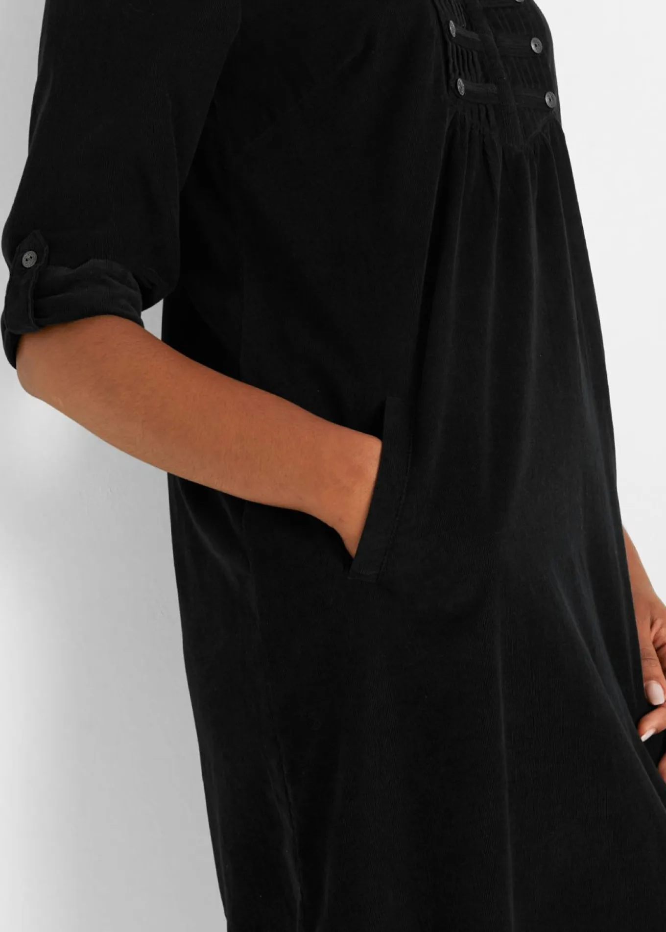 Vestido camisero de pana de algodón puro