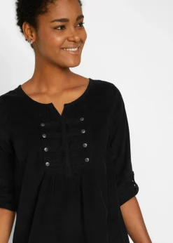 Vestido camisero de pana de algodón puro