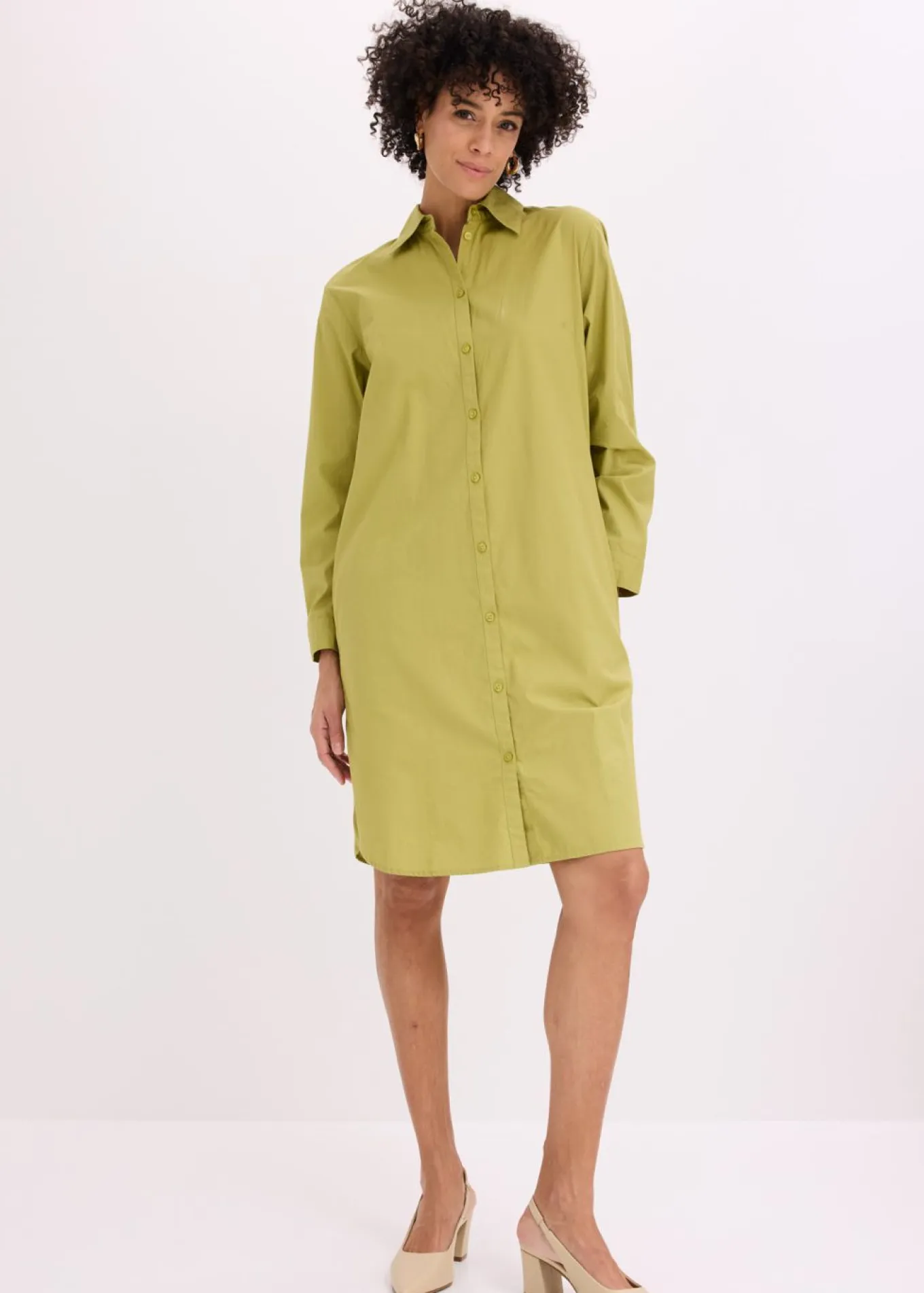 Vestido camisero de popelín de algodón
