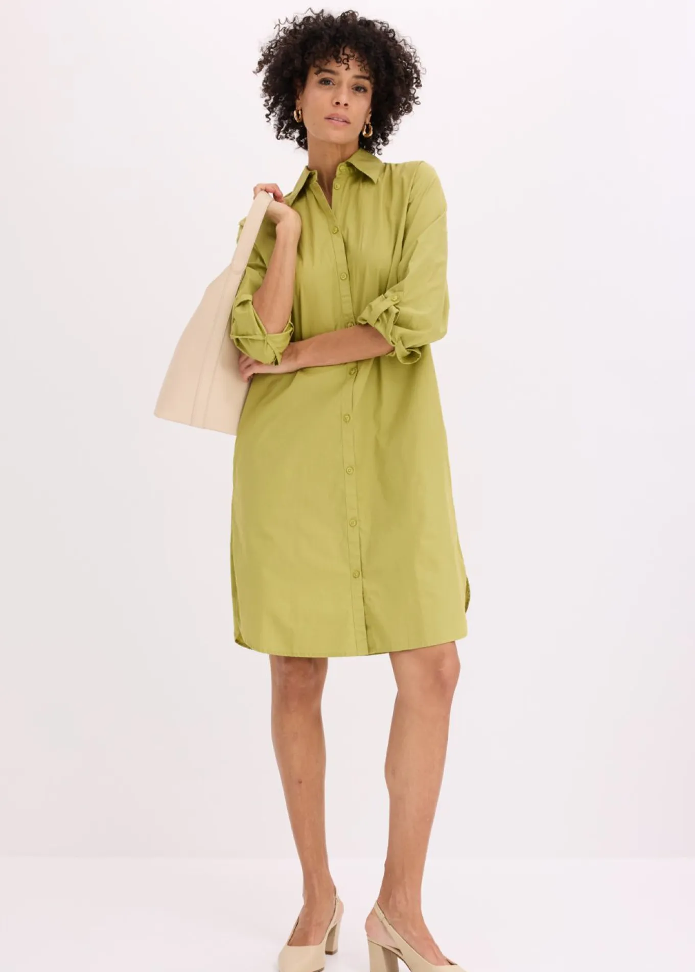 Vestido camisero de popelín de algodón