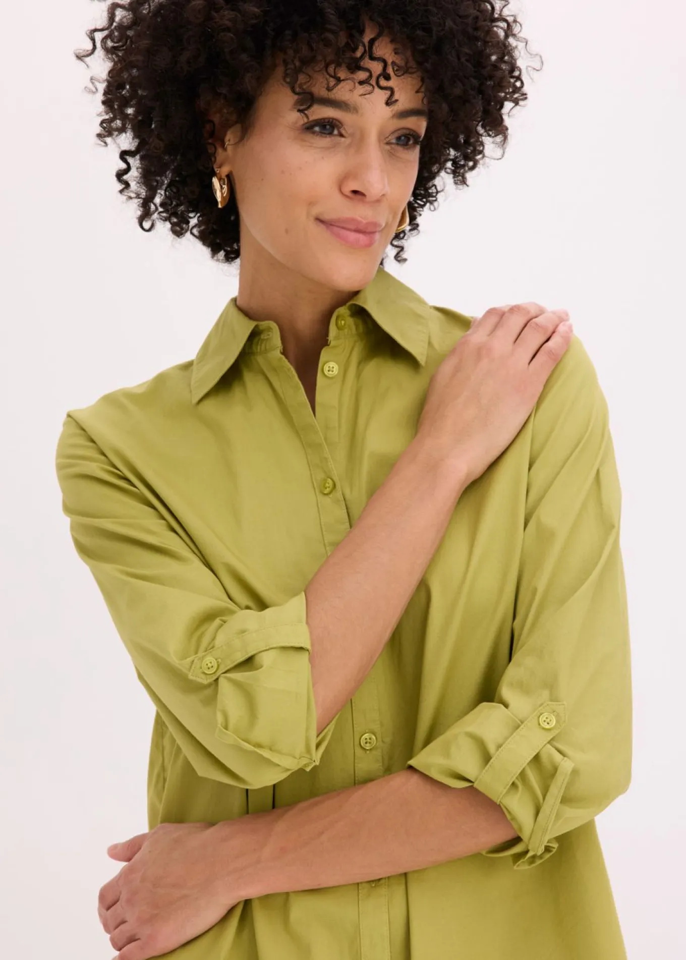 Vestido camisero de popelín de algodón