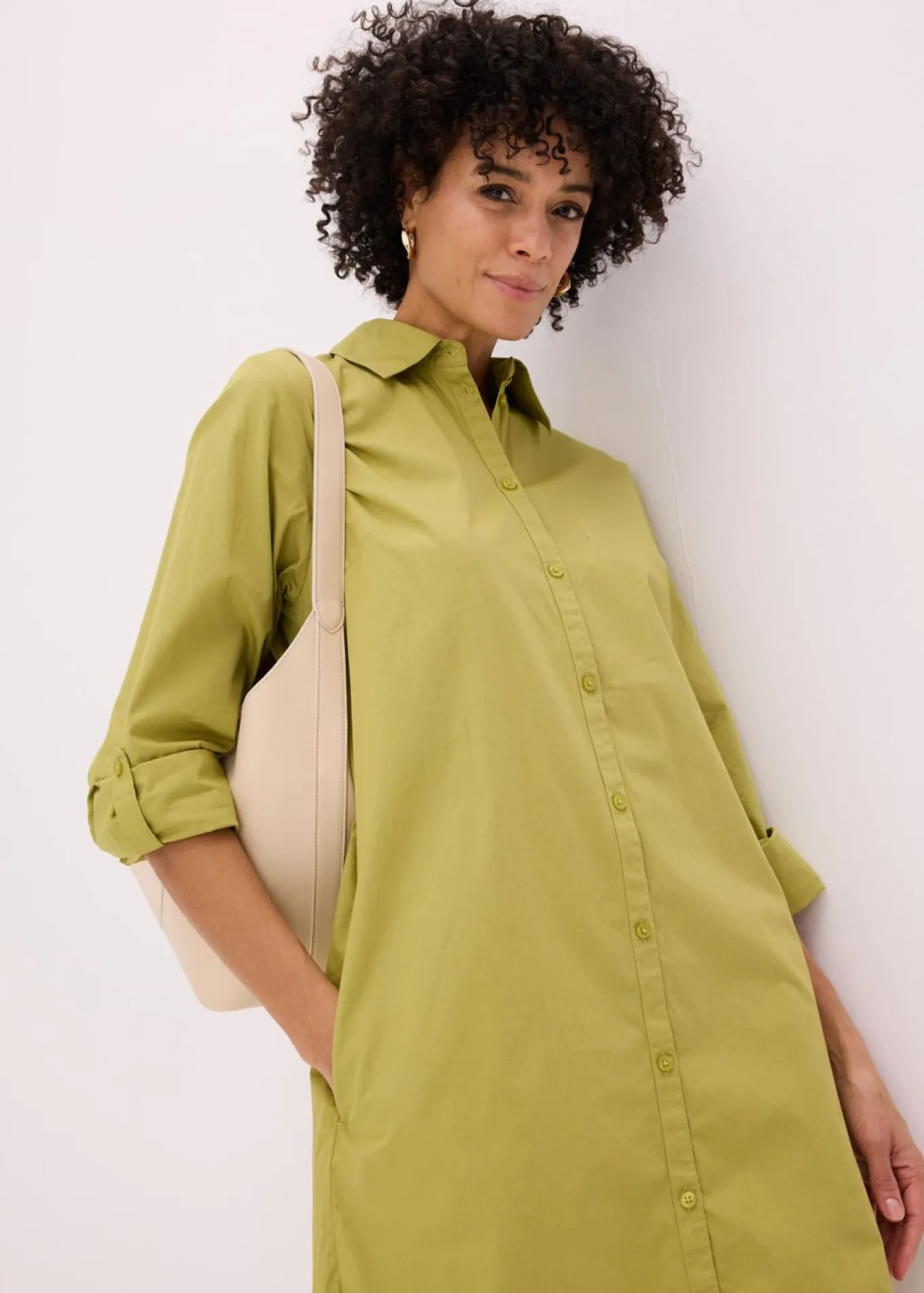 Vestido camisero de popelín de algodón