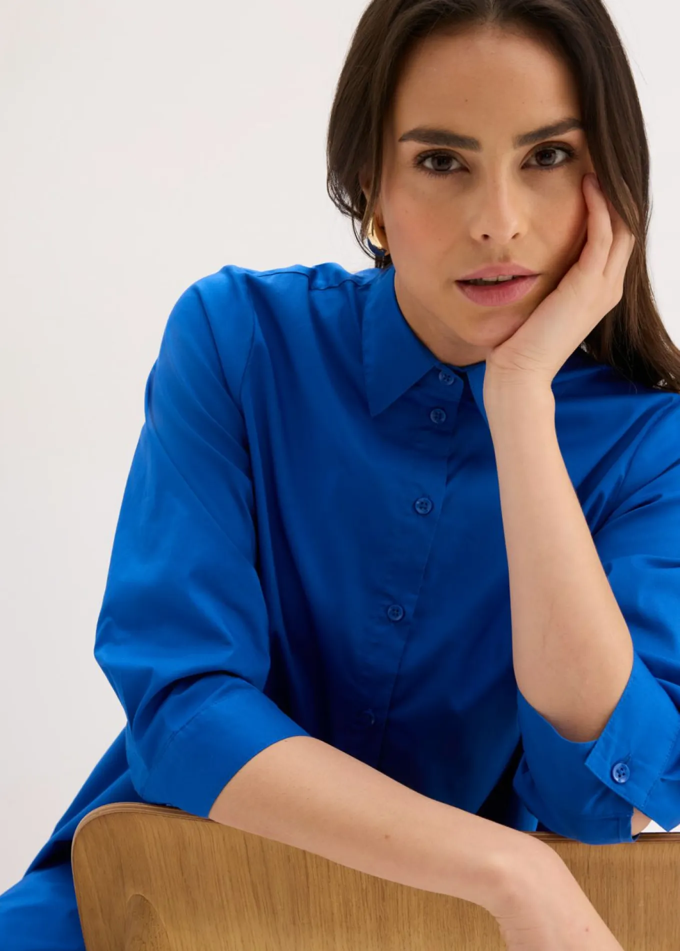 Vestido camisero de popelín