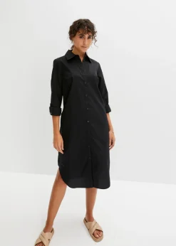 Vestido camisero de popelín de algodón