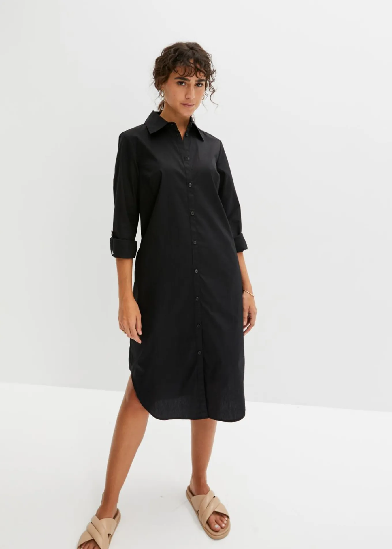 Vestido camisero de popelín de algodón