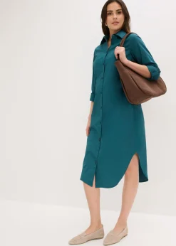 Vestido camisero de popelín de algodón