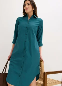 Vestido camisero de popelín de algodón