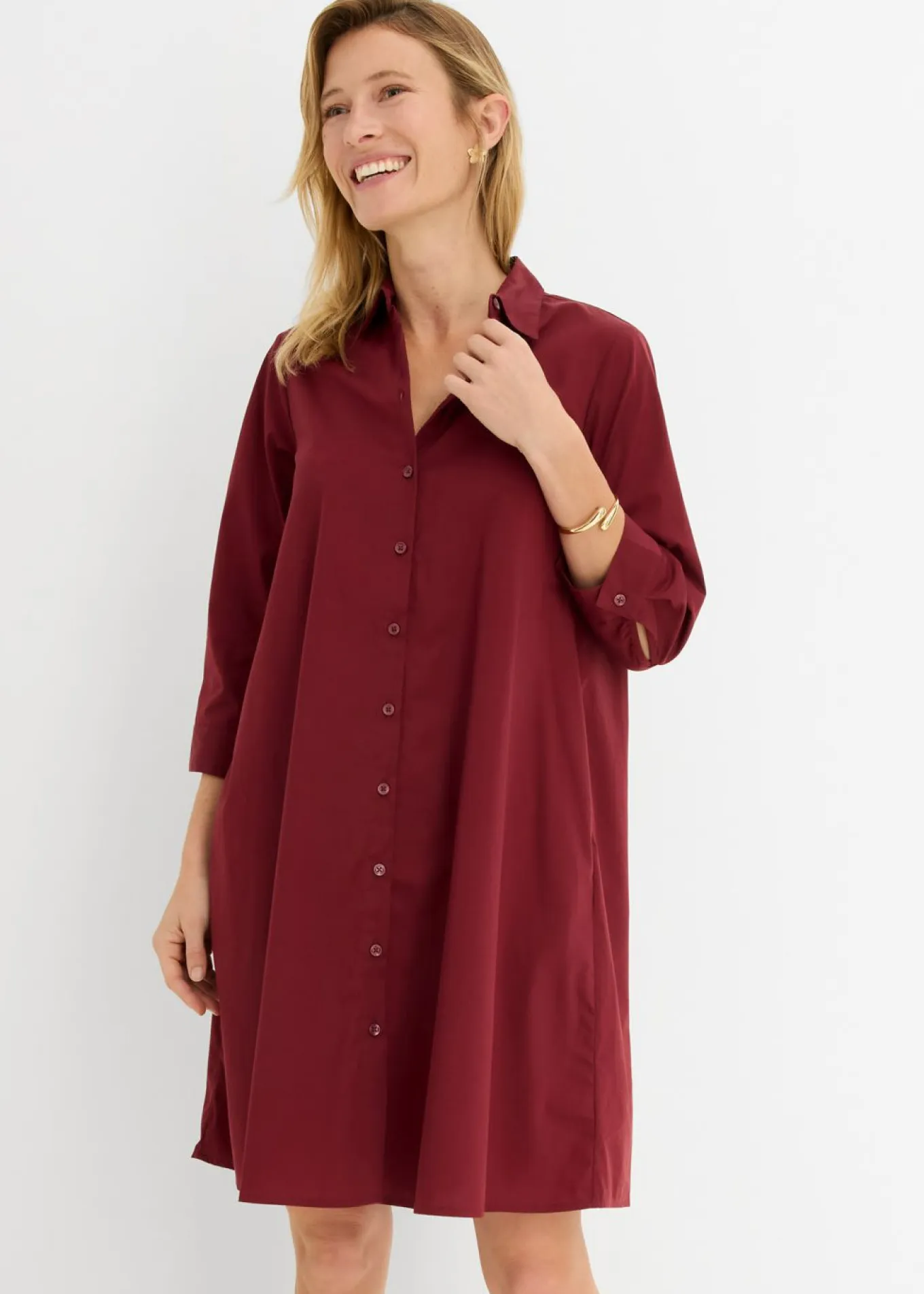 Vestido camisero de popelín