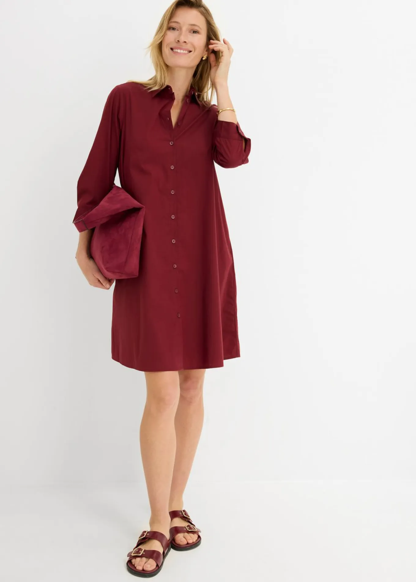 Vestido camisero de popelín
