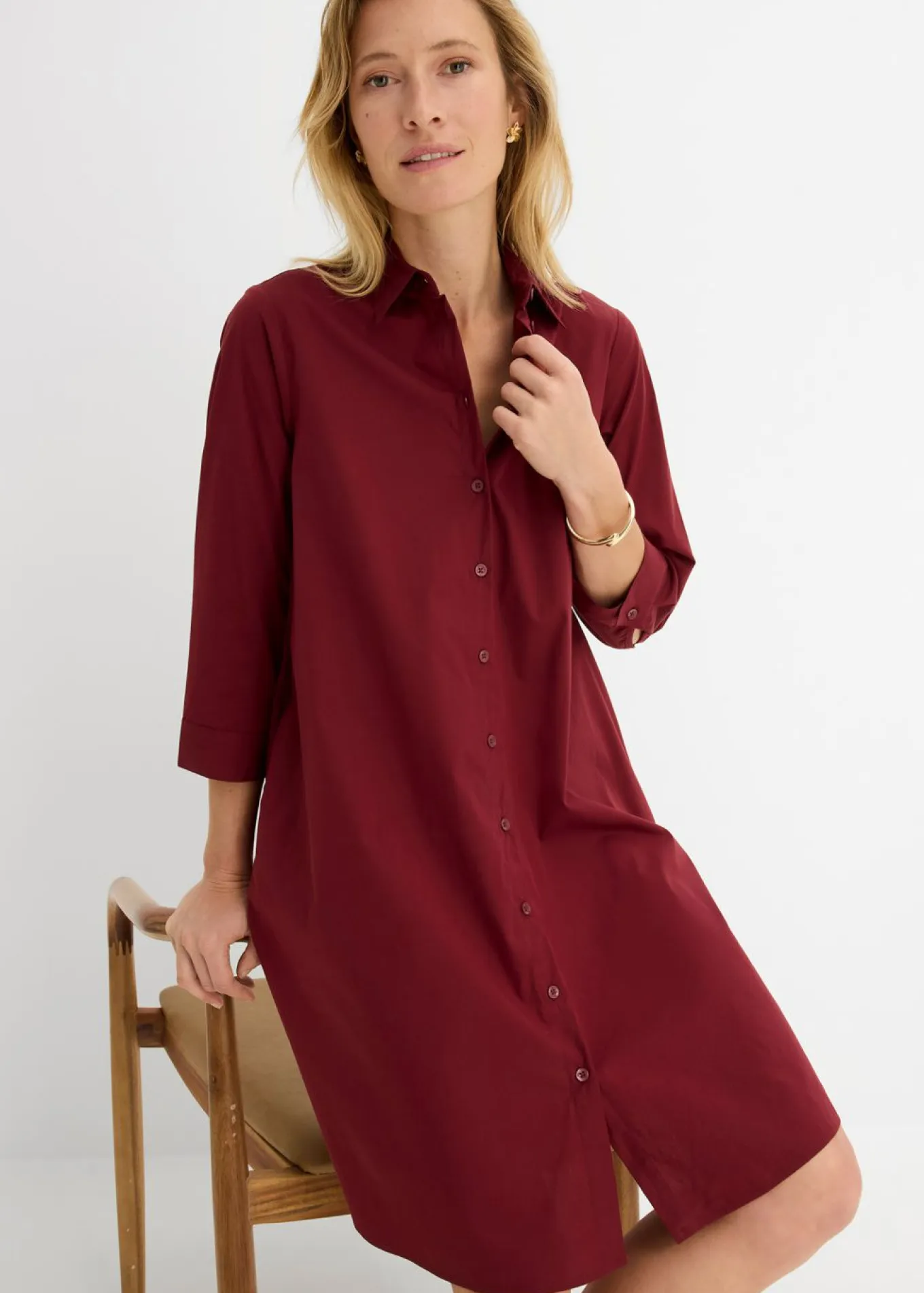 Vestido camisero de popelín