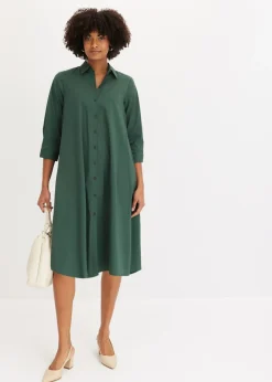 Vestido camisero de popelín