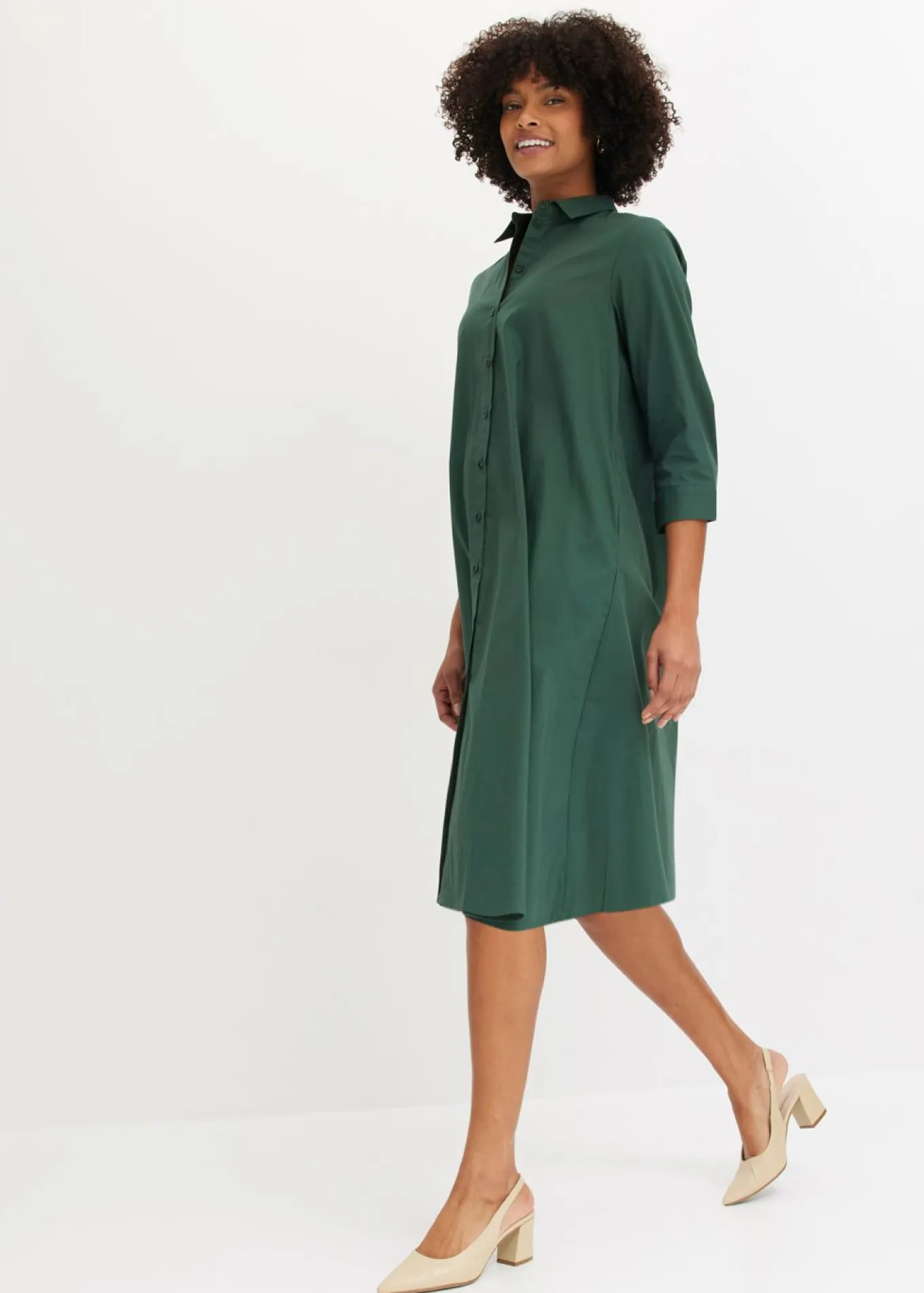 Vestido camisero de popelín