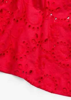 Vestido camisero de punto calado de algodón puro