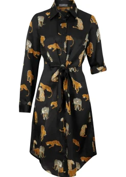 Vestido camisero de satén