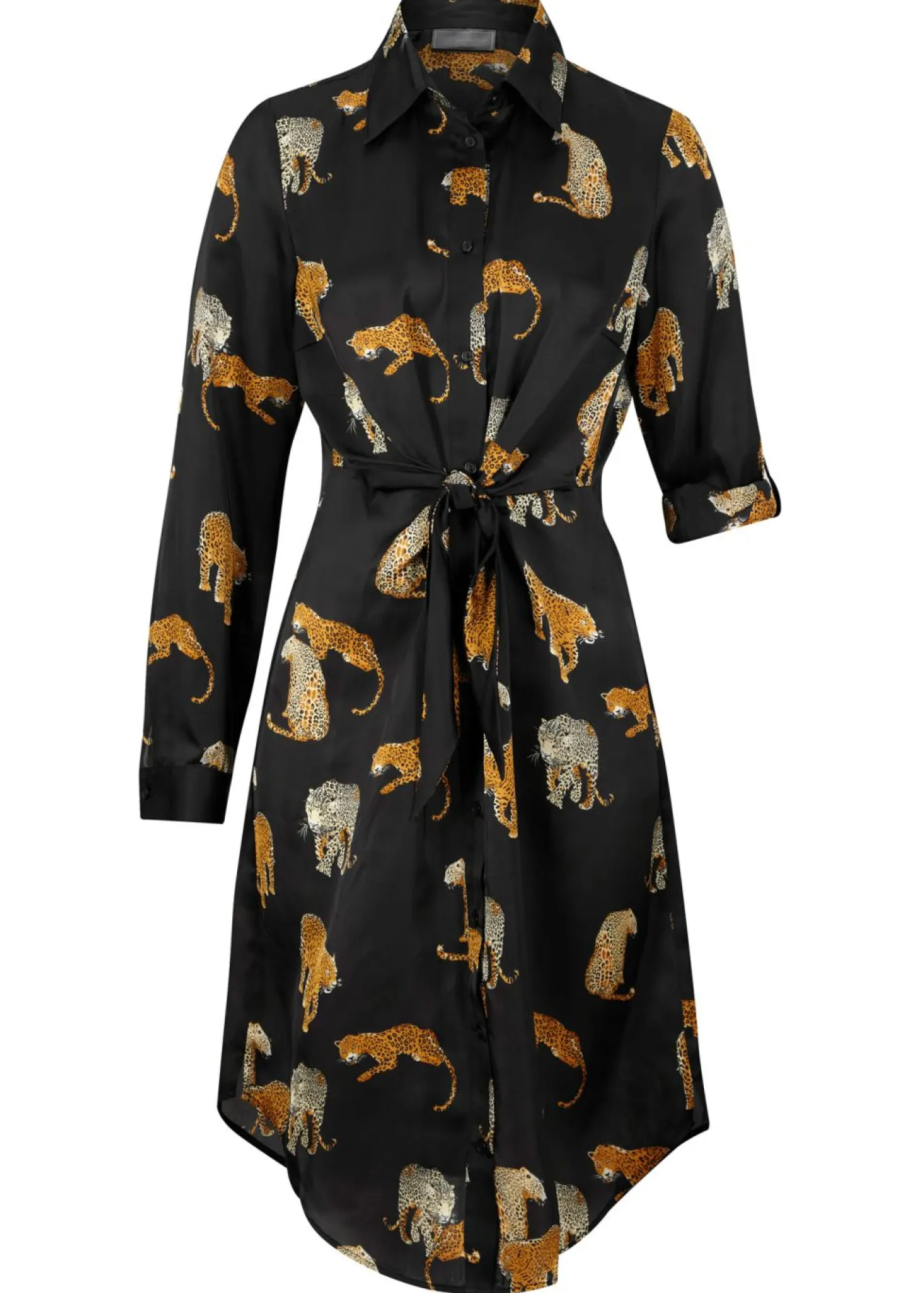 Vestido camisero de satén