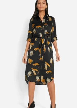 Vestido camisero de satén