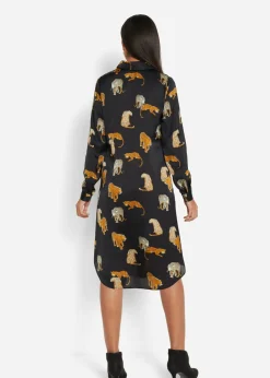 Vestido camisero de satén
