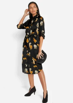 Vestido camisero de satén