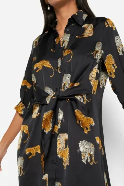 Vestido camisero de satén