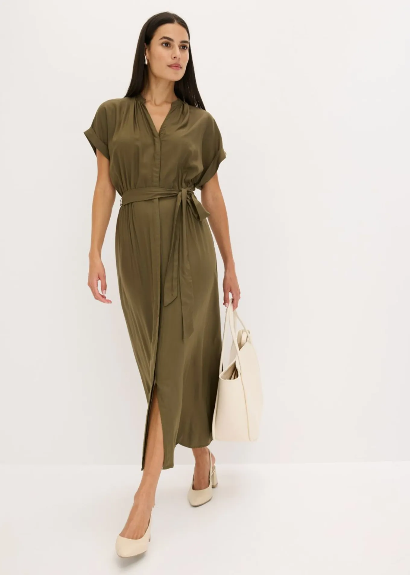 Vestido camisero de viscosa fluida