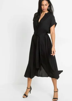 Vestido camisero de viscosa fluida