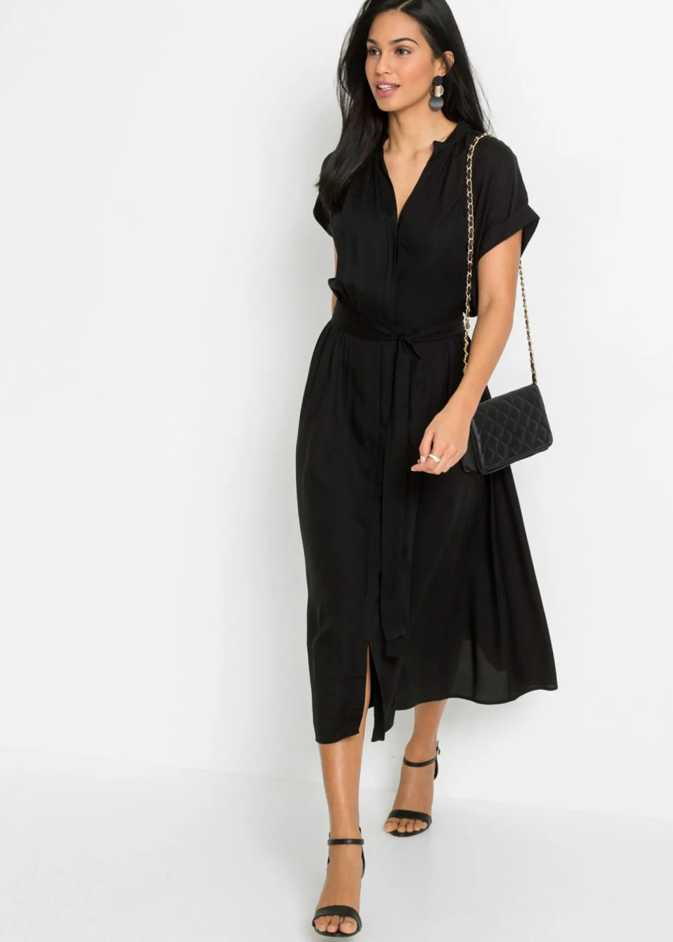 Vestido camisero de viscosa fluida