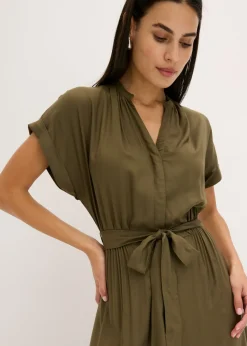 Vestido camisero de viscosa fluida