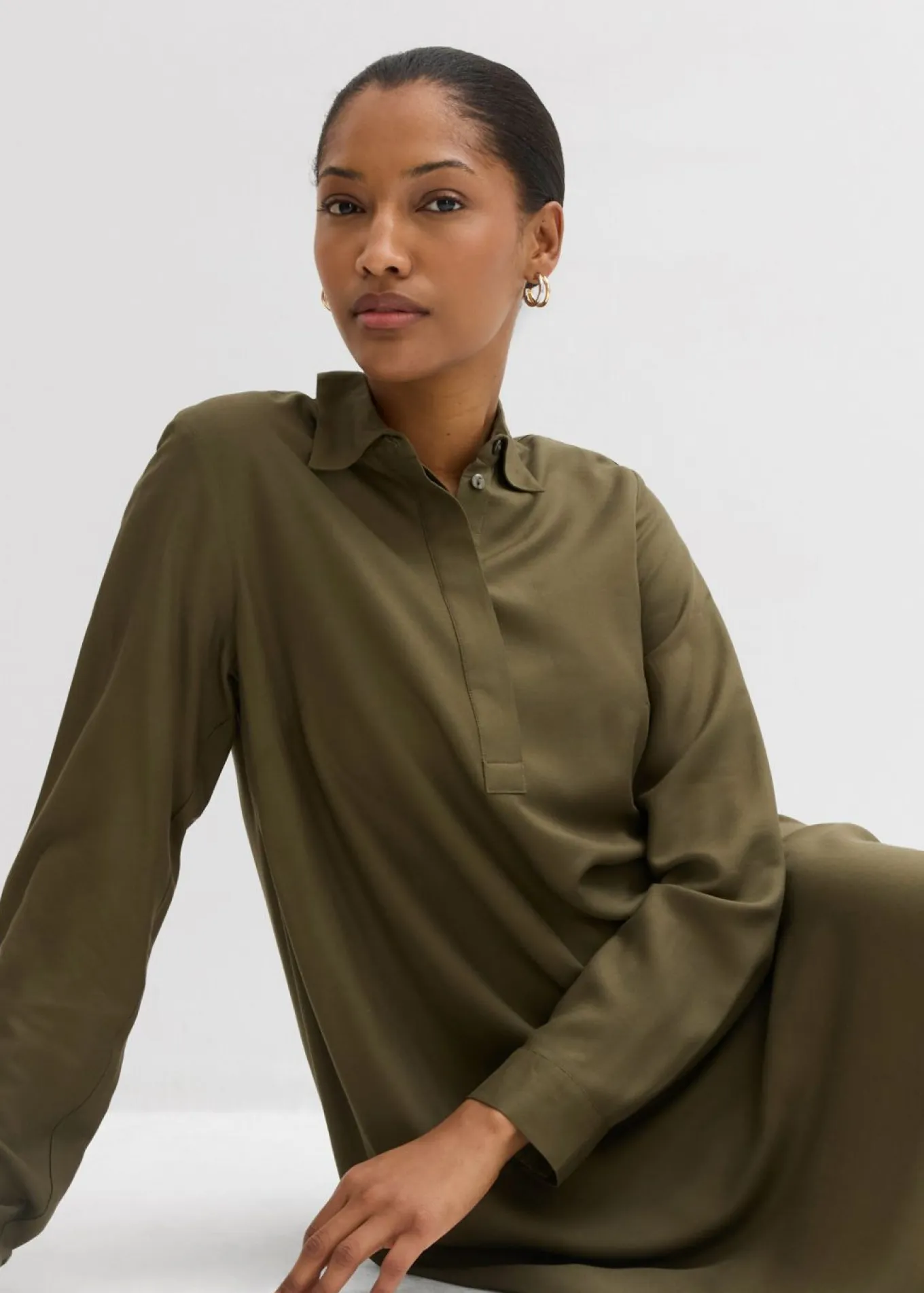Vestido camisero de viscosa fina