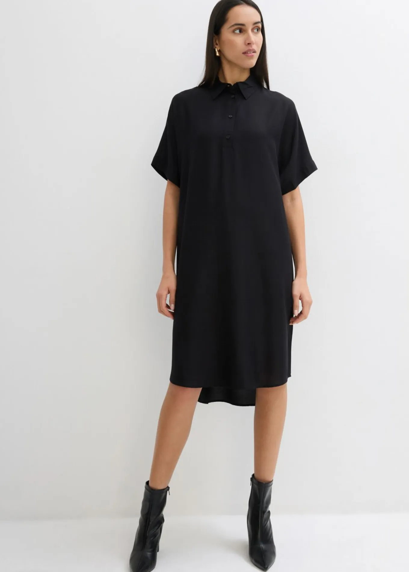Vestido camisero de viscosa fina